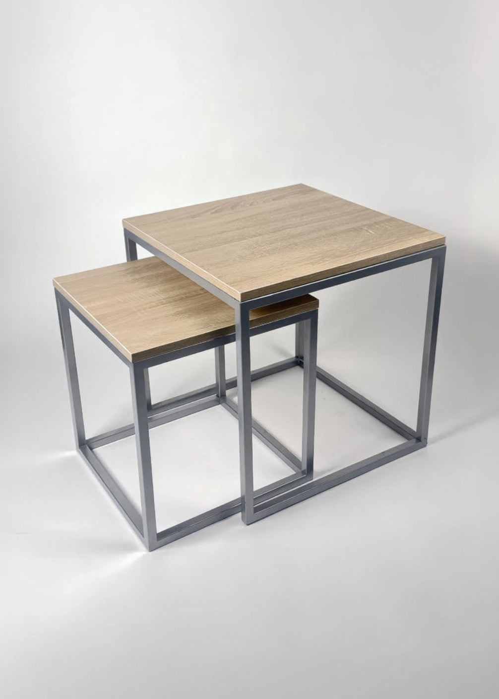 Stolik kawowy metalowy loftowy Simple Frame Duo srebrny