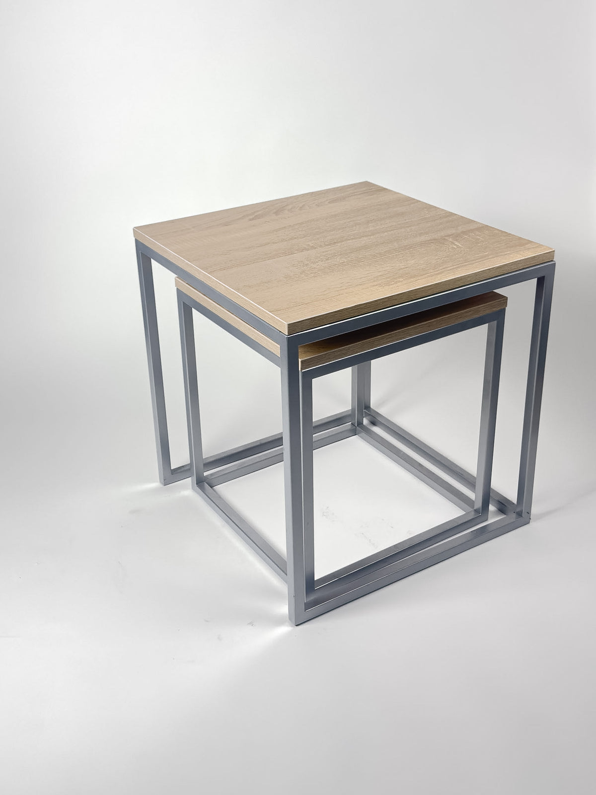 Stolik kawowy metalowy loftowy Simple Frame Duo srebrny
